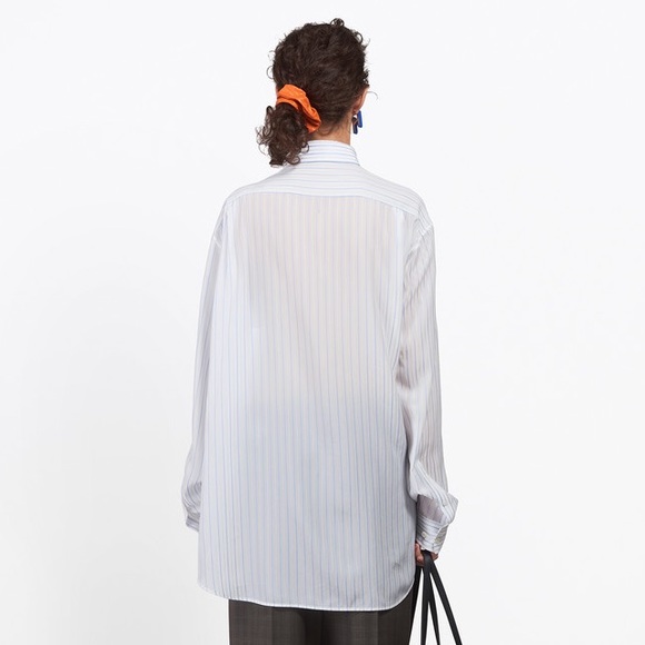 balenciaga white baby blue pulled shirt - Picture 2 of 10